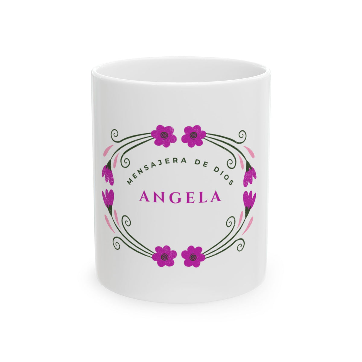 Taza Ángela – Mensajera de Dios | Diseño Floral