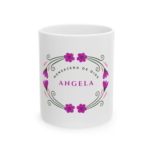 Taza Ángela – Mensajera de Dios | Diseño Floral