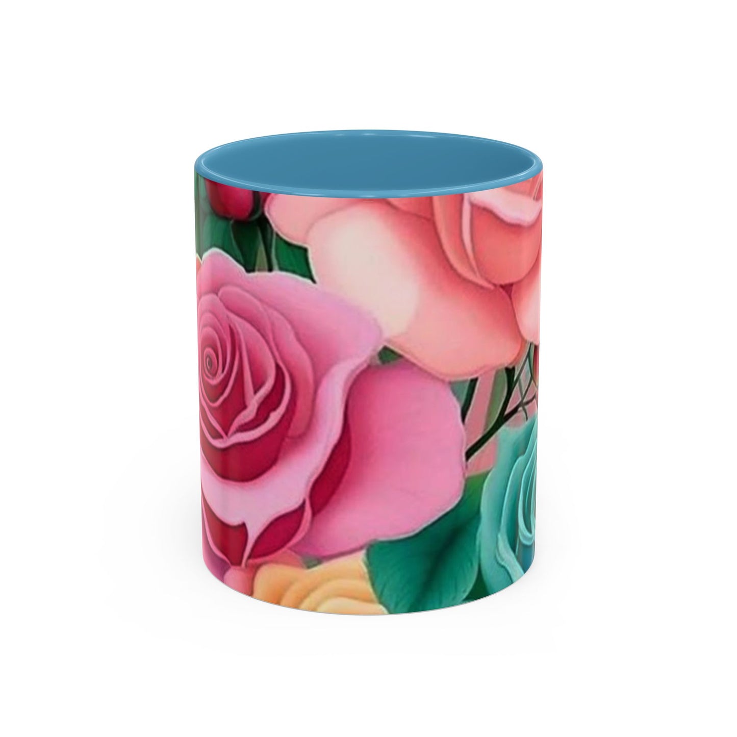 Floral Accent Coffee Mug, Rose Mug, Colorful Drinkware, Gift for Her, Mother's Day Gift, Flower Lover's Cup