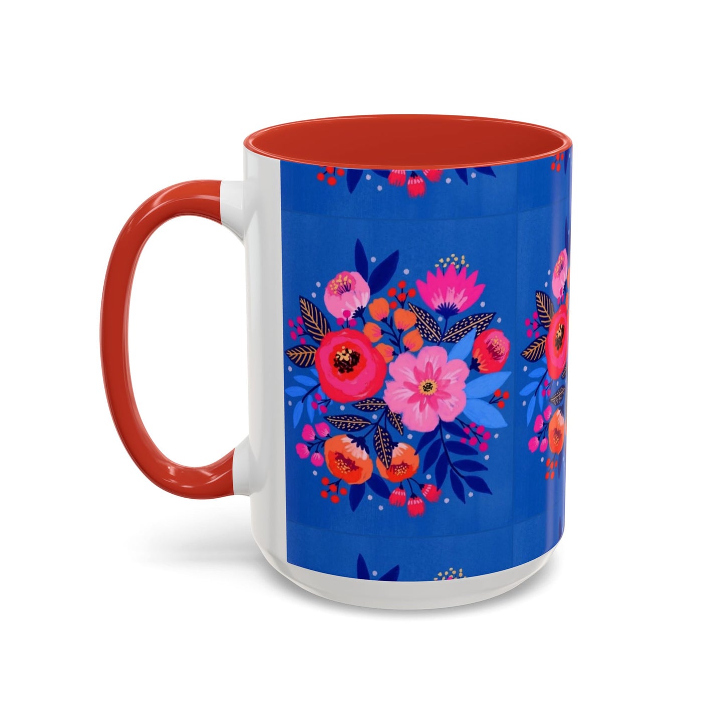 Floral Accent Coffee Mug - Vibrant Floral Design, Perfect Gift for Coffee Lovers, Mother's Day, Birthdays, Home Decor