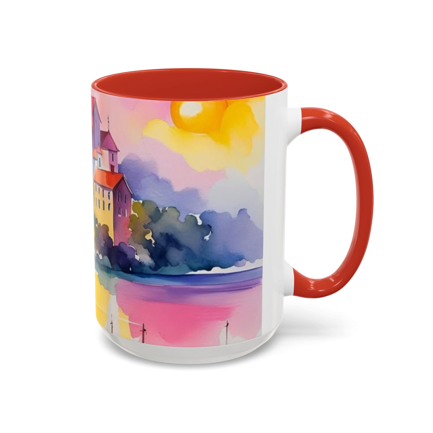 Colorful Landscape Coffee Mug, Artistic Coffee Cup, Vibrant Drinkware, Housewarming Gift, Nature Lover's Mug, Unique Home Decor