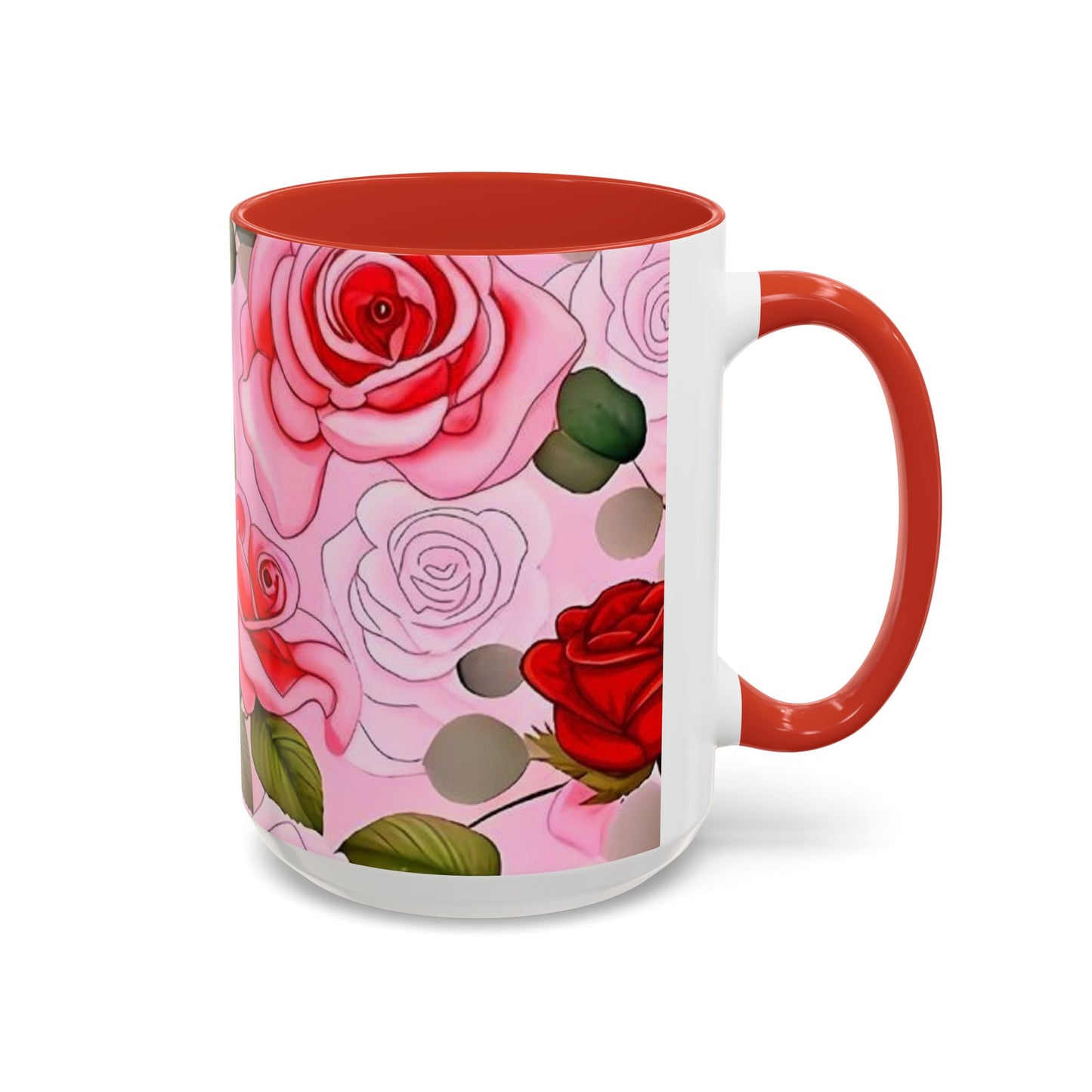 Red Roses Floral Accent Coffee Mug (11, 15oz)