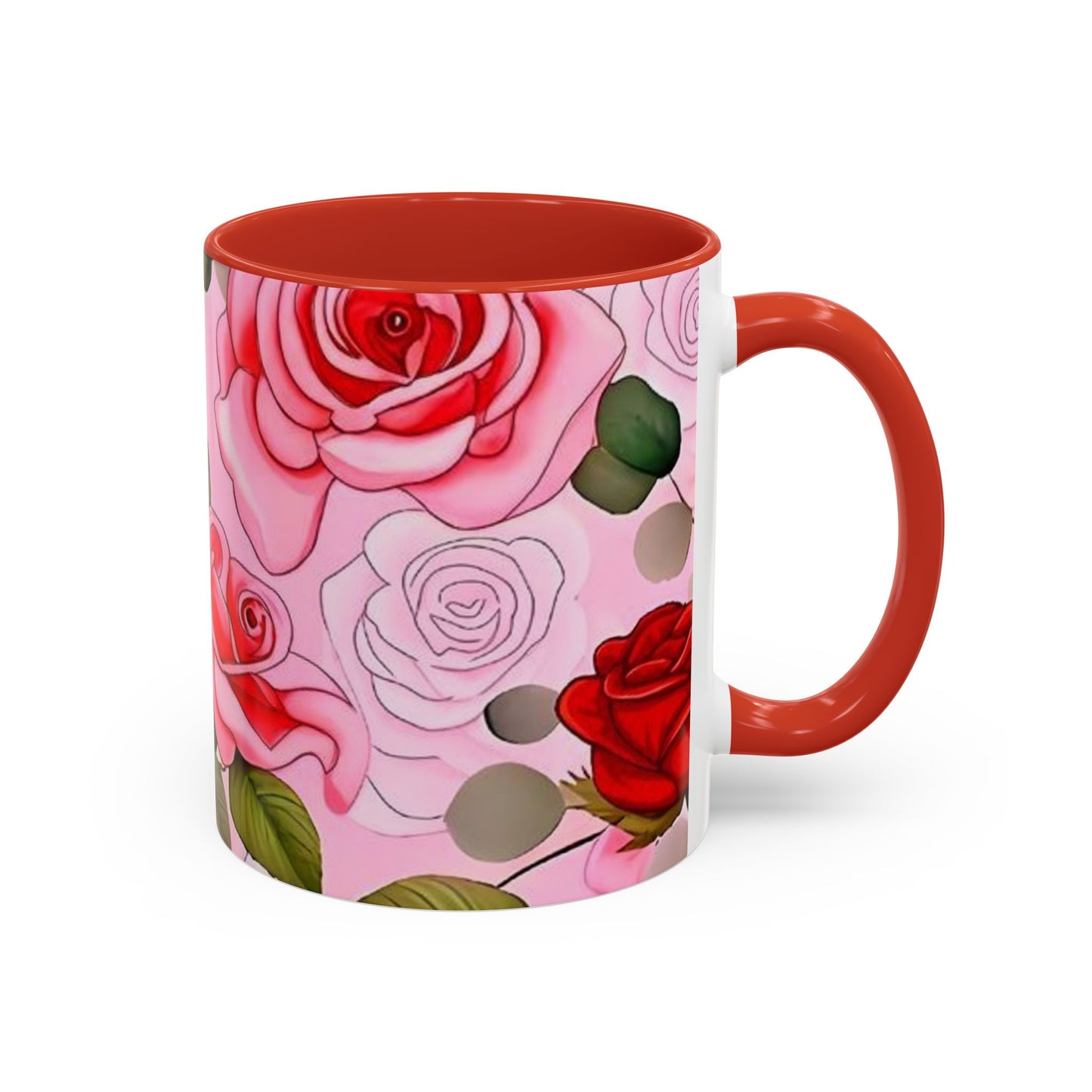 Red Roses Floral Accent Coffee Mug (11, 15oz)