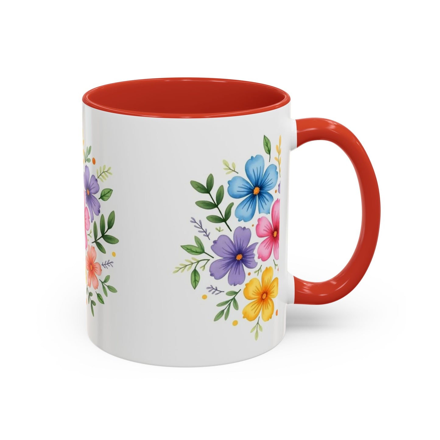 Floral Accent Coffee Mug, Decorative Mug, Gift for Her, Floral Design, Kitchen Decor, Spring Vibes, Hot Beverage Cup