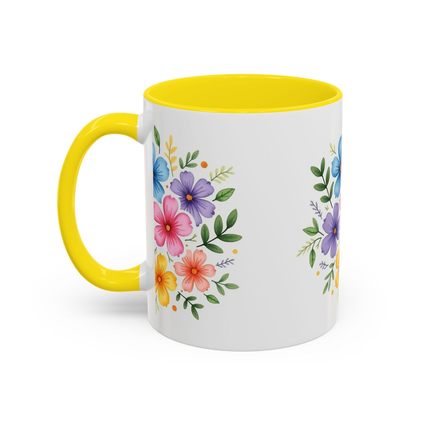 Floral Accent Coffee Mug, Decorative Mug, Gift for Her, Floral Design, Kitchen Decor, Spring Vibes, Hot Beverage Cup