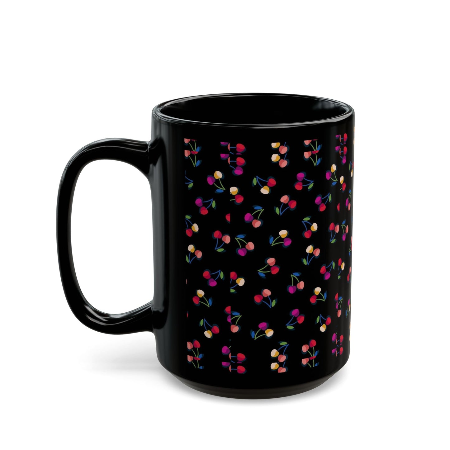 Charming Floral Black Mug for Coffee Lovers, Cute Floral Design Mug, Gift for Tea Drinkers, Perfect for Birthdays and Holidays