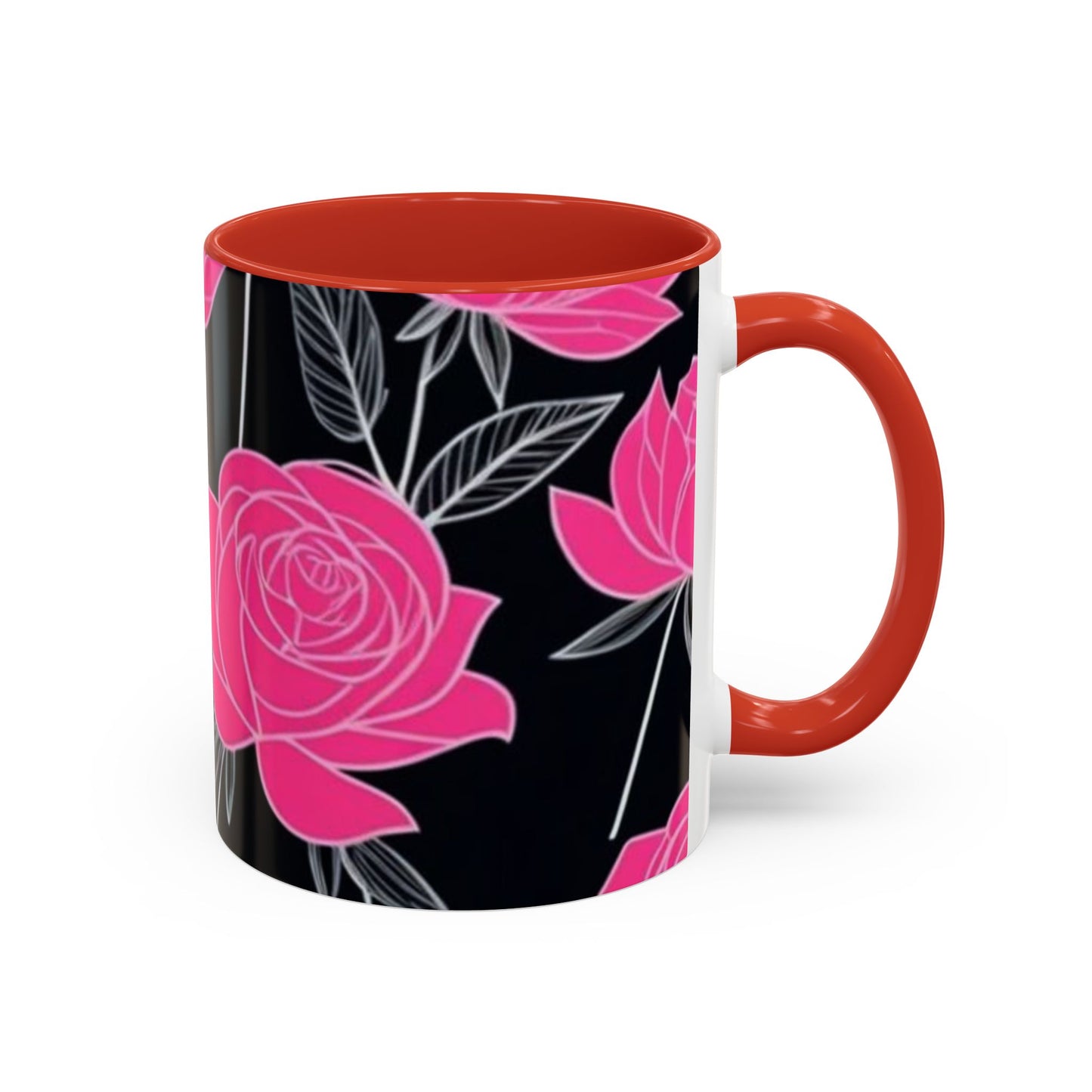 Floral Accent Coffee Mug, Black Rose Mug, Gift for Her, Boho Kitchen Decor, Mother's Day Coffee Cup, Floral Coffee Lover Item