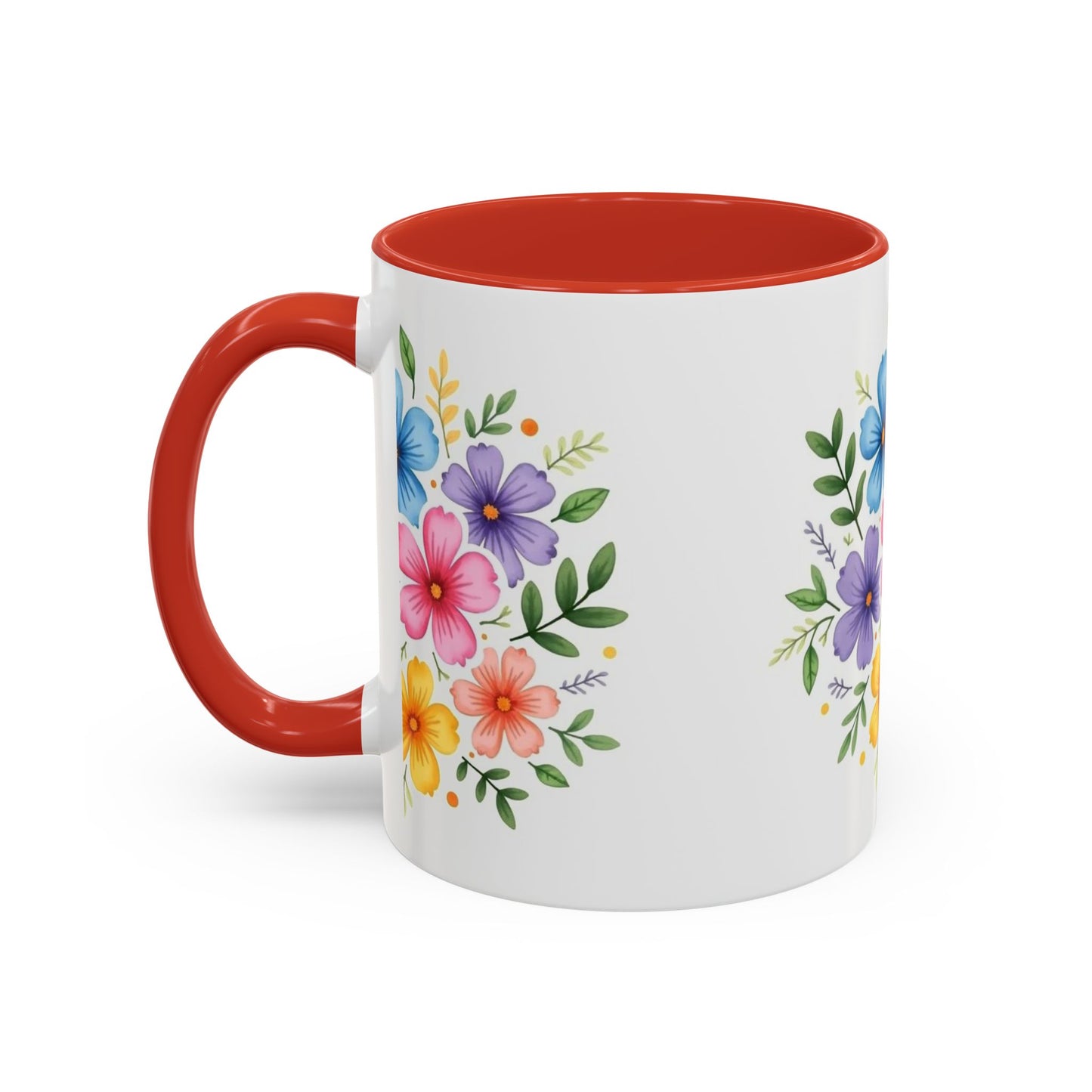 Floral Accent Coffee Mug, Decorative Mug, Gift for Her, Floral Design, Kitchen Decor, Spring Vibes, Hot Beverage Cup