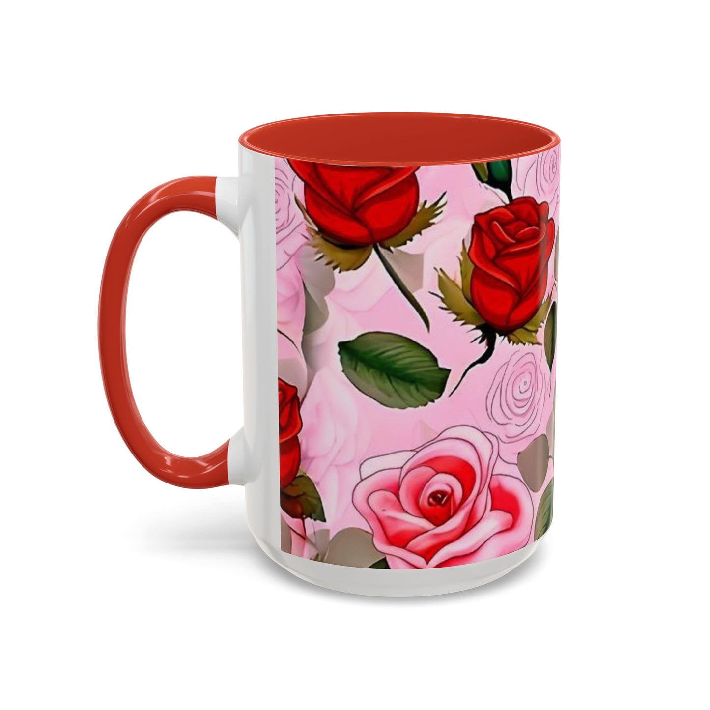 Red Roses Floral Accent Coffee Mug (11, 15oz)