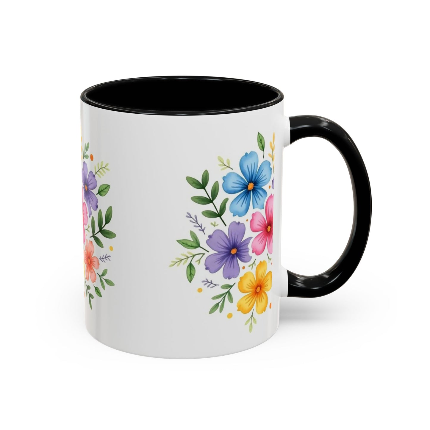 Floral Accent Coffee Mug, Decorative Mug, Gift for Her, Floral Design, Kitchen Decor, Spring Vibes, Hot Beverage Cup