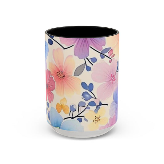 Floral Accent Coffee Mug - Colorful Flower Design, Gift for Tea Lovers, Floral Home Decor, Spring Vibes, Unique Mug