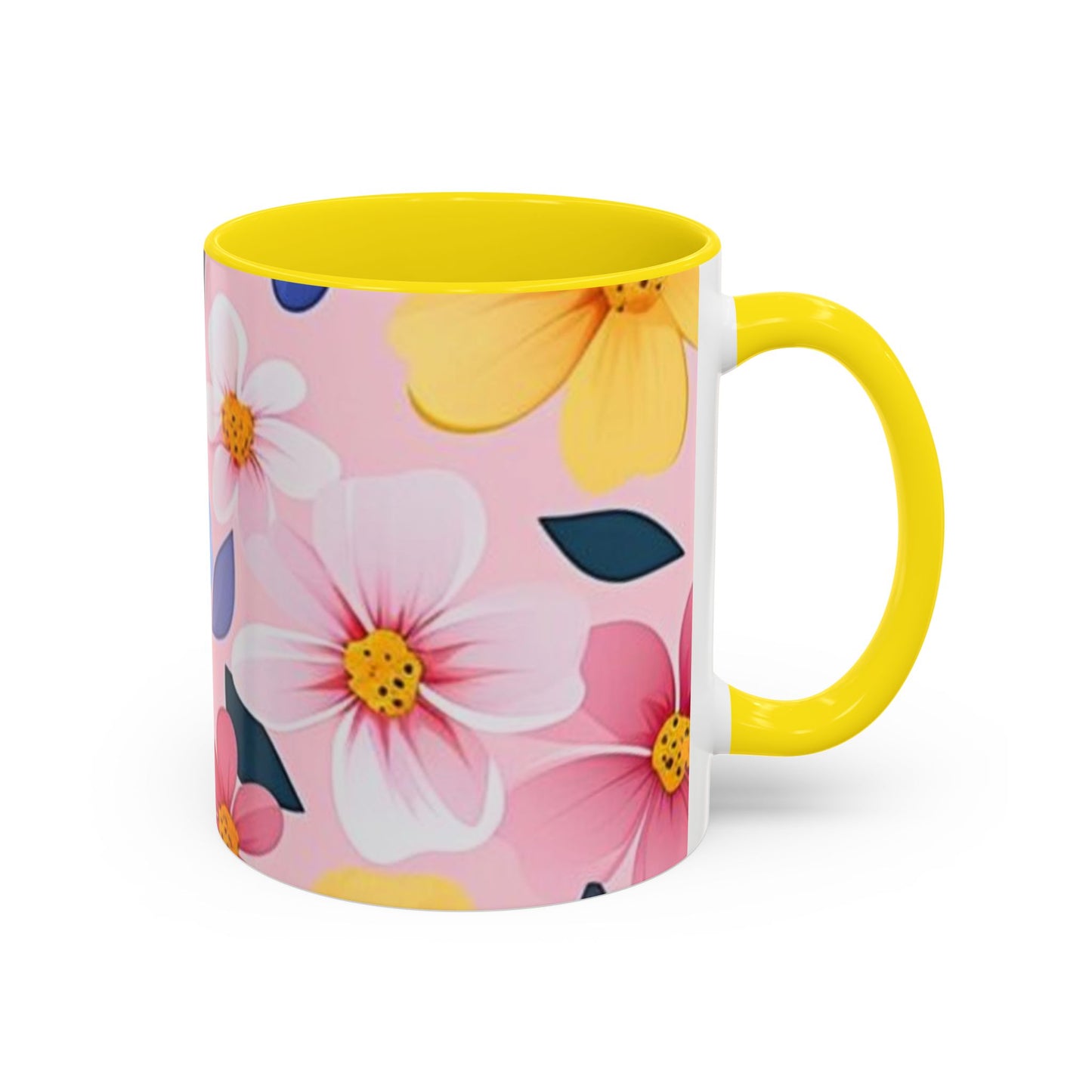 Floral Accent Coffee Mug, Cute Mug Gift, Flower Theme Cup, Spring Decor, Floral Coffee Cup, Tea Lover's Gift