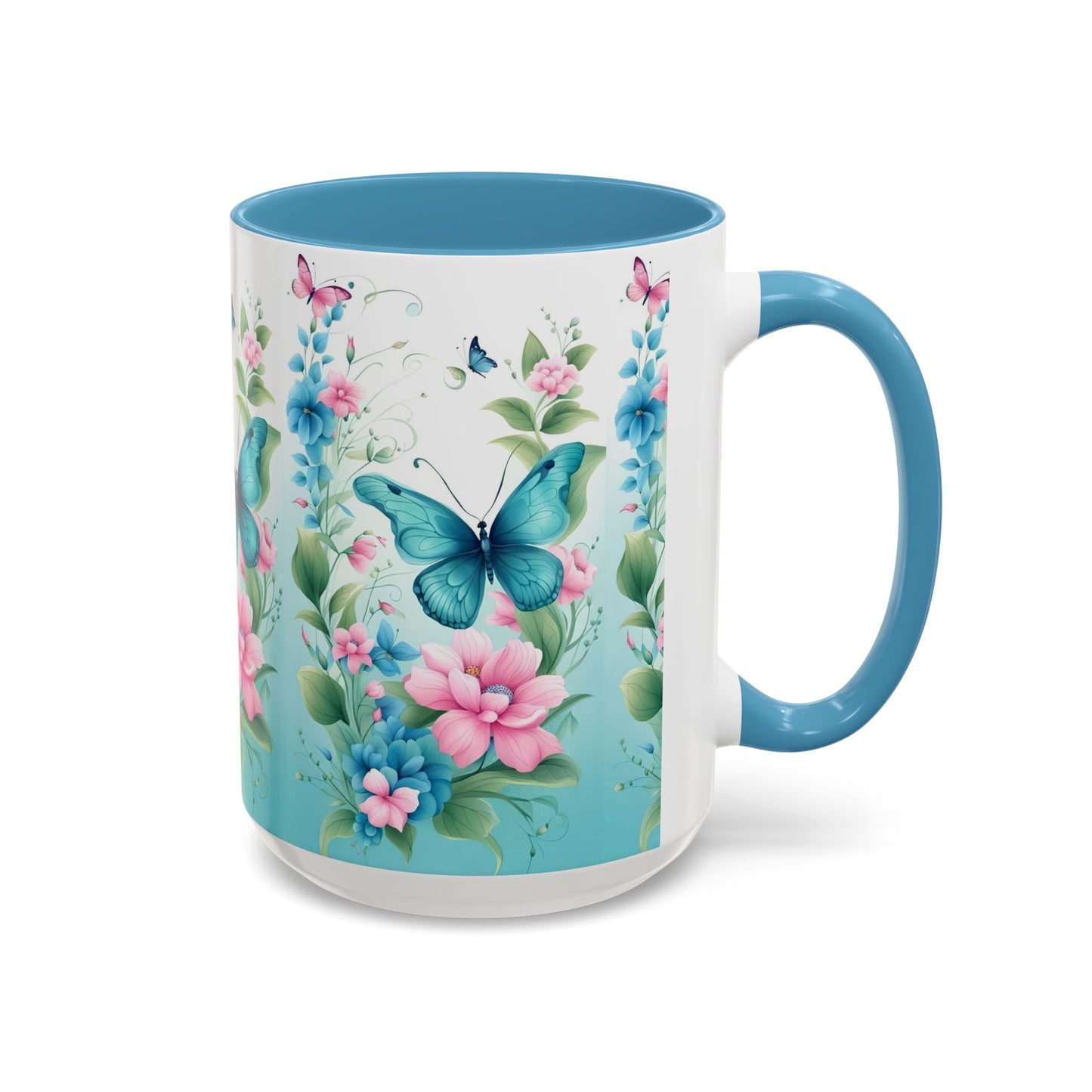 Butterfly Garden Accent Coffee Mug, Floral Mug, Gift for Her, Spring Decor, Nature Lover Mug, Personalized Coffee Cup