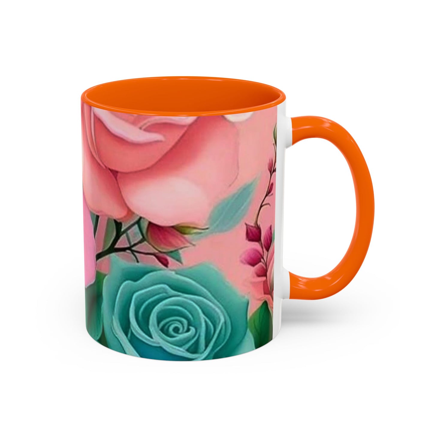 Floral Accent Coffee Mug, Rose Mug, Colorful Drinkware, Gift for Her, Mother's Day Gift, Flower Lover's Cup