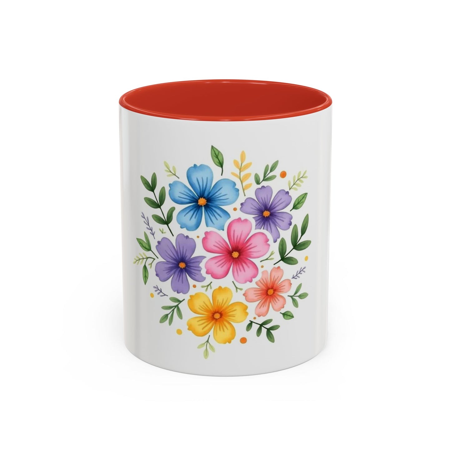Floral Accent Coffee Mug, Decorative Mug, Gift for Her, Floral Design, Kitchen Decor, Spring Vibes, Hot Beverage Cup