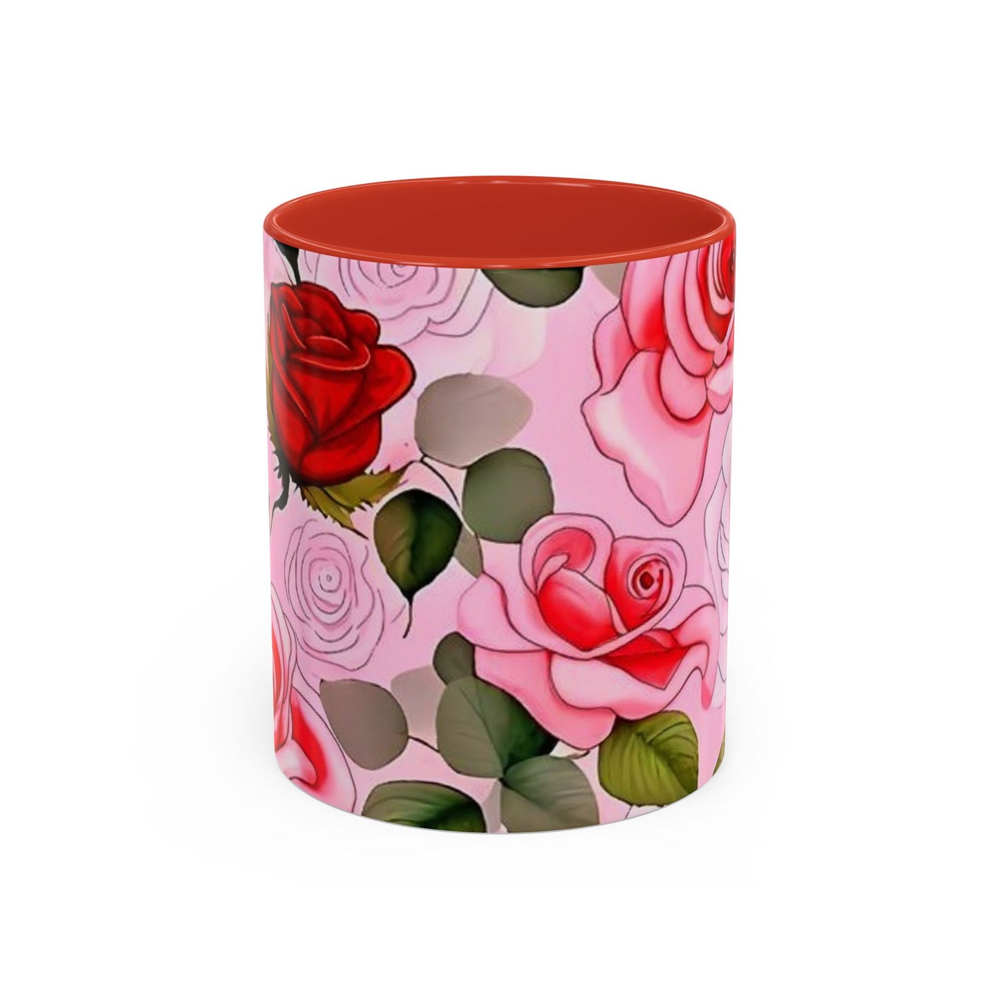 Red Roses Floral Accent Coffee Mug (11, 15oz)