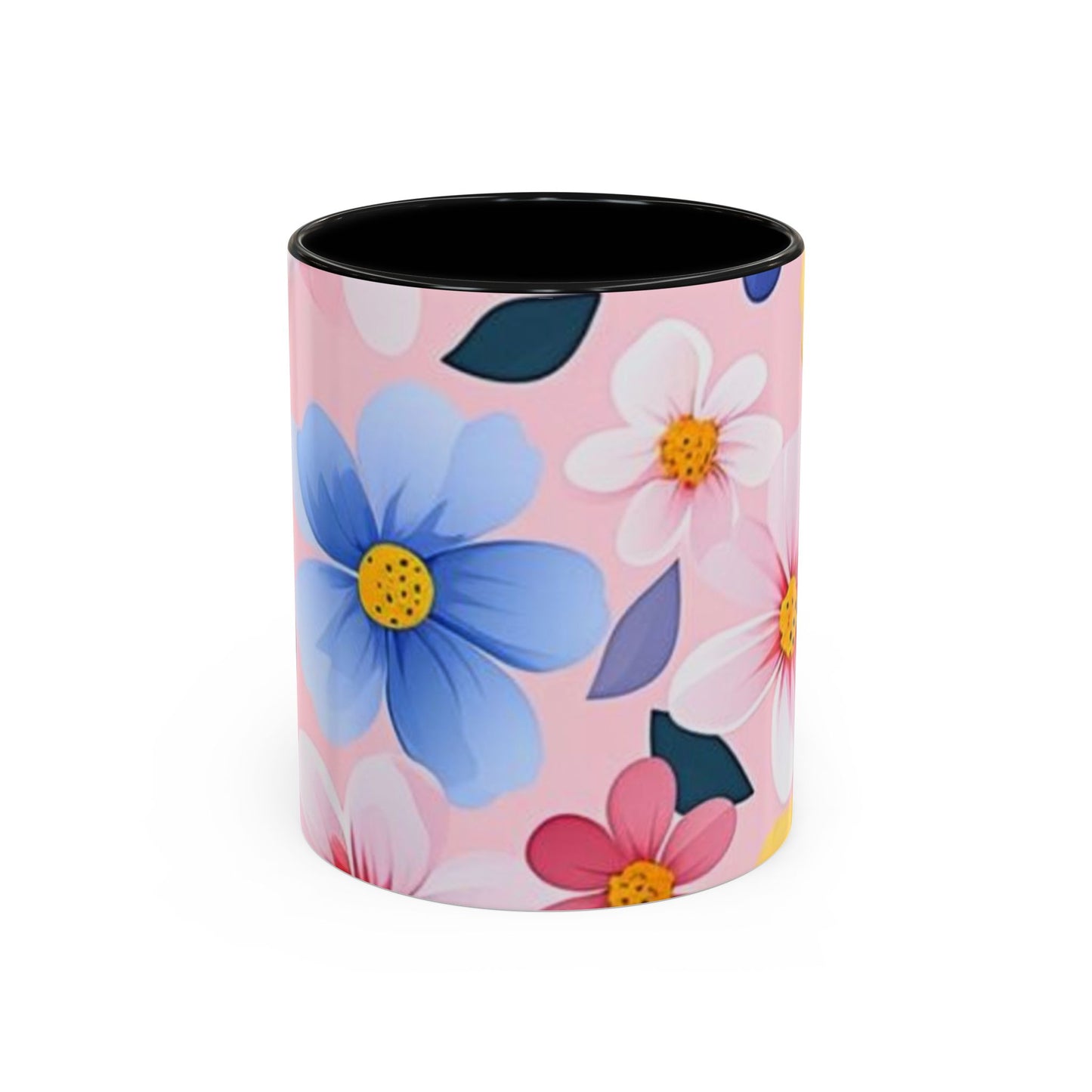 Floral Accent Coffee Mug, Cute Mug Gift, Flower Theme Cup, Spring Decor, Floral Coffee Cup, Tea Lover's Gift