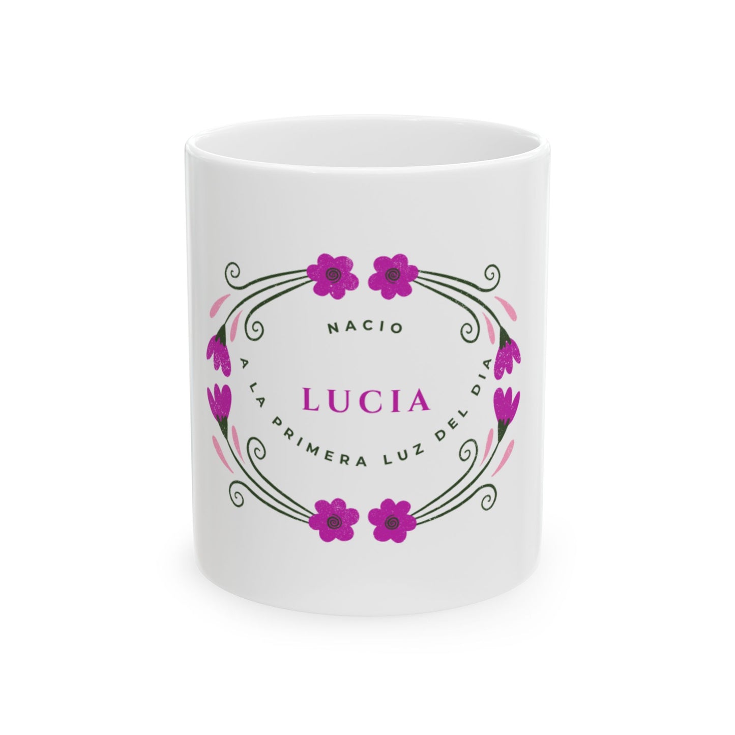 Taza Lucía – La que Nació a la Primera Luz del Día | Diseño Floral