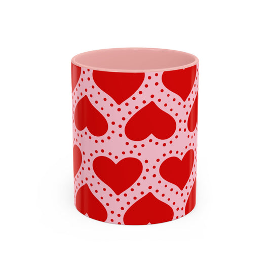 LOVE MUG, VALENTINE´S DAY RED HEARTS 11 ONZ MUGS