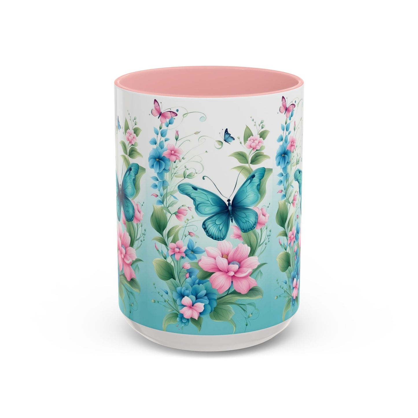 Butterfly Garden Accent Coffee Mug, Floral Mug, Gift for Her, Spring Decor, Nature Lover Mug, Personalized Coffee Cup