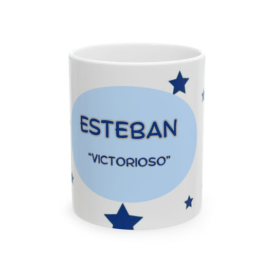 Custom Starry Ceramic Mug for Esteban, Personalized Gift, Coffee Cup, Birthday Present, Home Decor