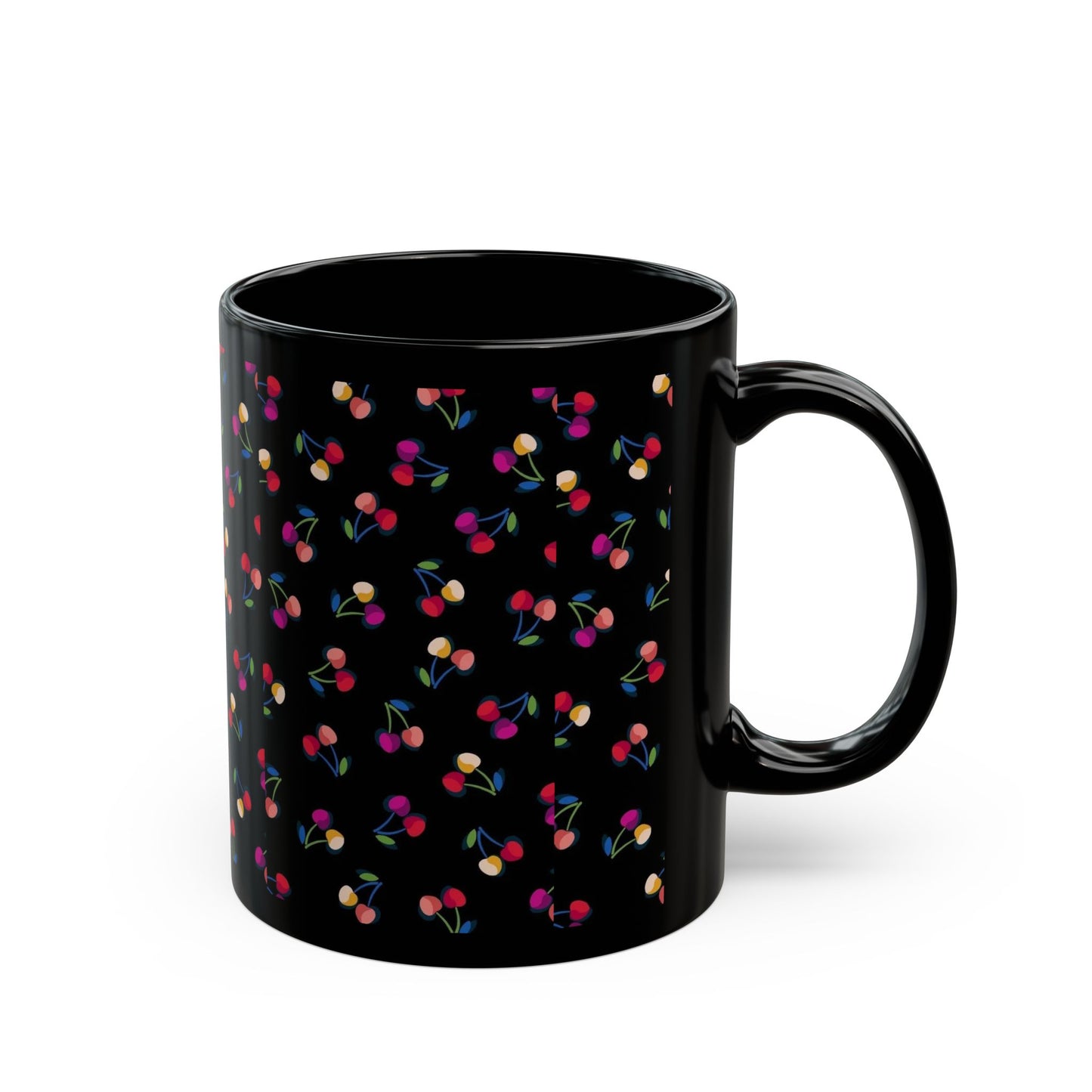 Charming Floral Black Mug for Coffee Lovers, Cute Floral Design Mug, Gift for Tea Drinkers, Perfect for Birthdays and Holidays
