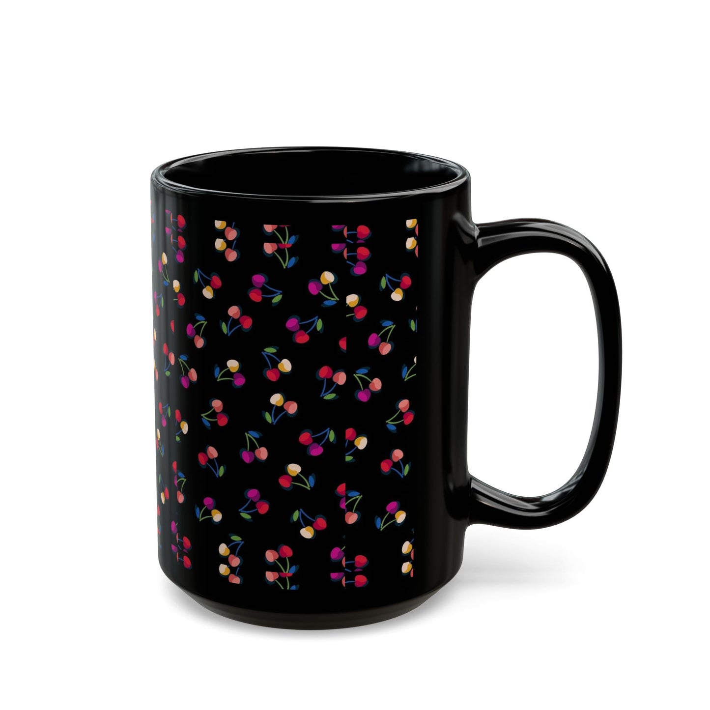 Charming Floral Black Mug for Coffee Lovers, Cute Floral Design Mug, Gift for Tea Drinkers, Perfect for Birthdays and Holidays
