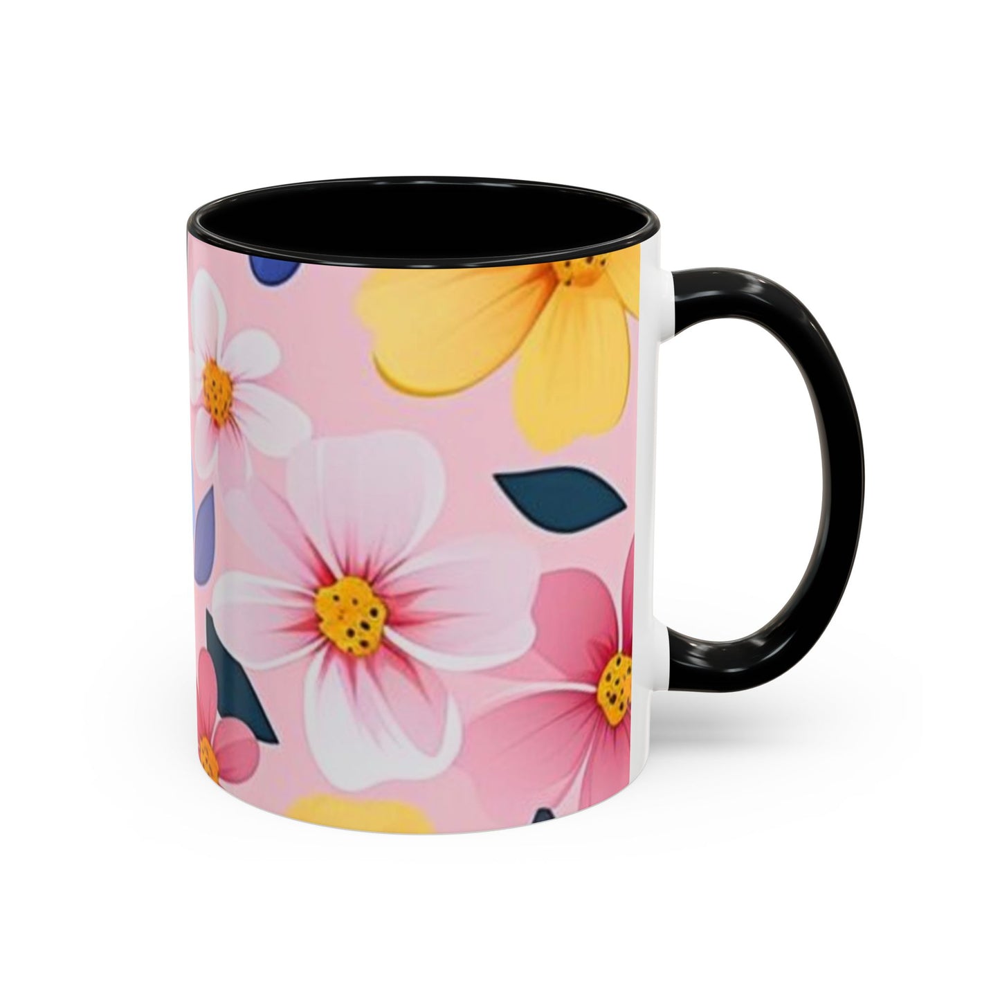 Floral Accent Coffee Mug, Cute Mug Gift, Flower Theme Cup, Spring Decor, Floral Coffee Cup, Tea Lover's Gift