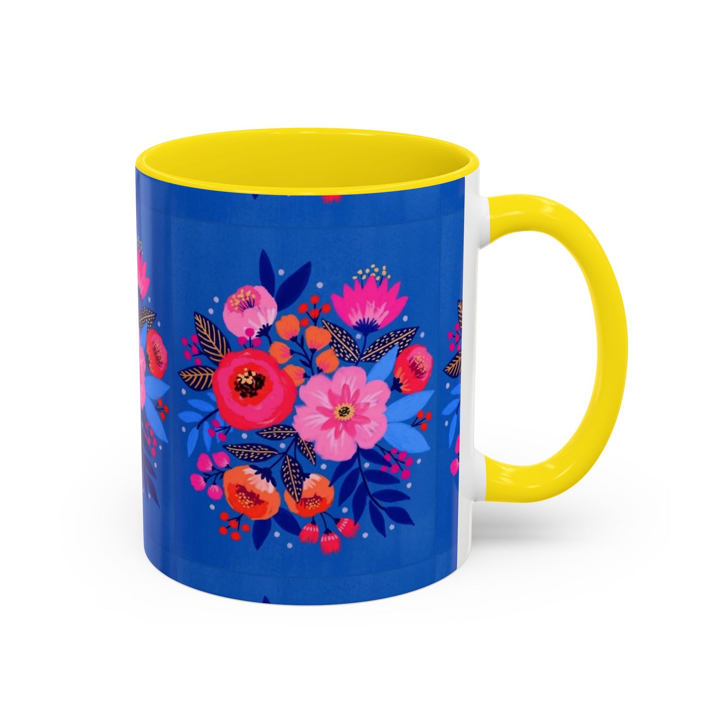 Floral Accent Coffee Mug - Vibrant Floral Design, Perfect Gift for Coffee Lovers, Mother's Day, Birthdays, Home Decor