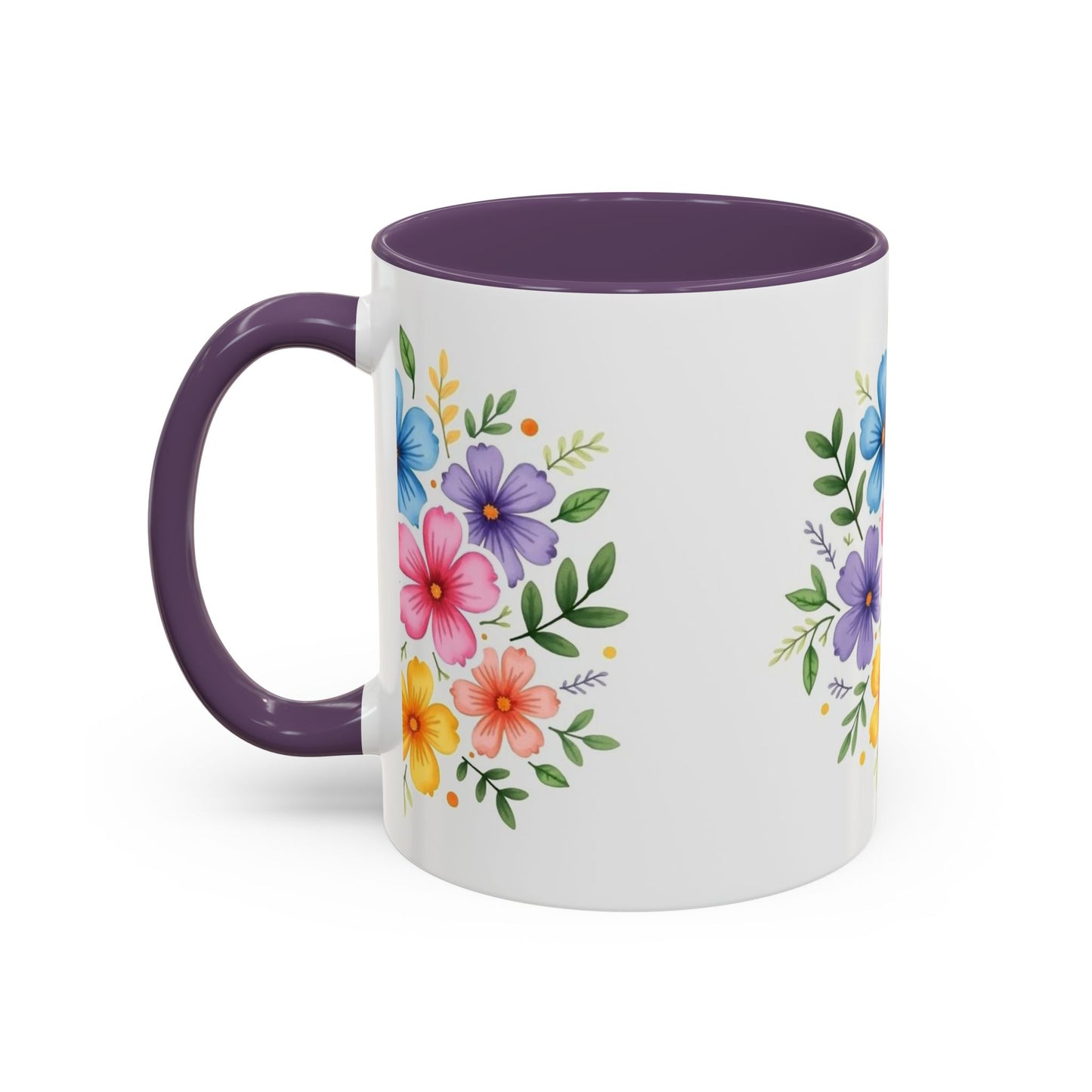 Floral Accent Coffee Mug, Decorative Mug, Gift for Her, Floral Design, Kitchen Decor, Spring Vibes, Hot Beverage Cup
