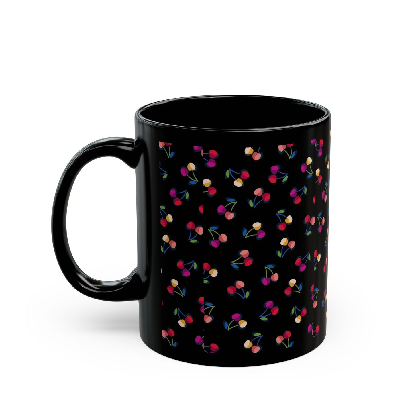 Charming Floral Black Mug for Coffee Lovers, Cute Floral Design Mug, Gift for Tea Drinkers, Perfect for Birthdays and Holidays