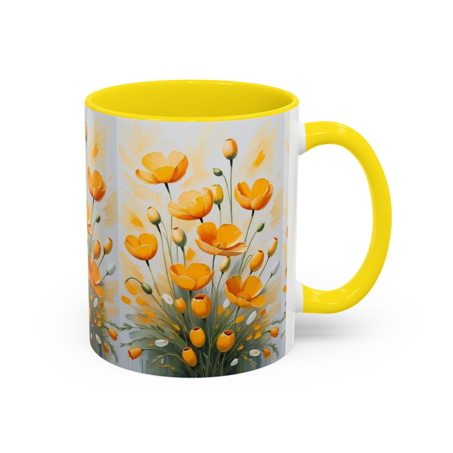 Floral Accent Coffee Mug | Yellow Flower Design, Perfect Gift for Garden Lovers, Home Decor, Mother’s Day, Birthdays, Spring Decor