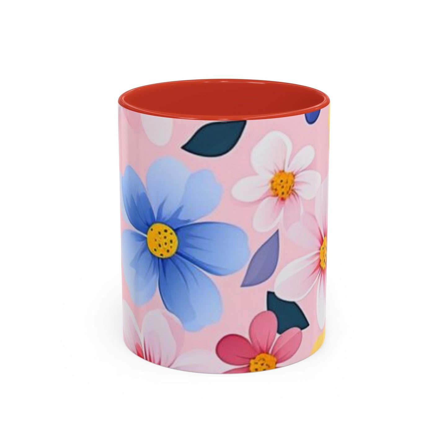 Floral Accent Coffee Mug, Cute Mug Gift, Flower Theme Cup, Spring Decor, Floral Coffee Cup, Tea Lover's Gift