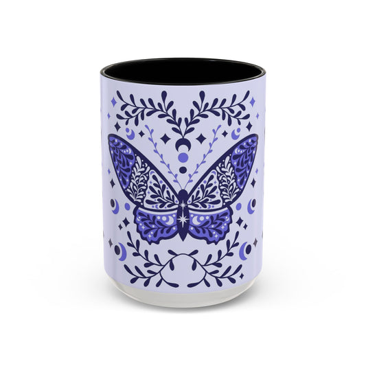 Bohemian Butterfly Accent Coffee Mug, Artistic Gift for Her, Housewarming, Butterfly Lovers, Unique Tea Cup, Nature-Inspired Decor