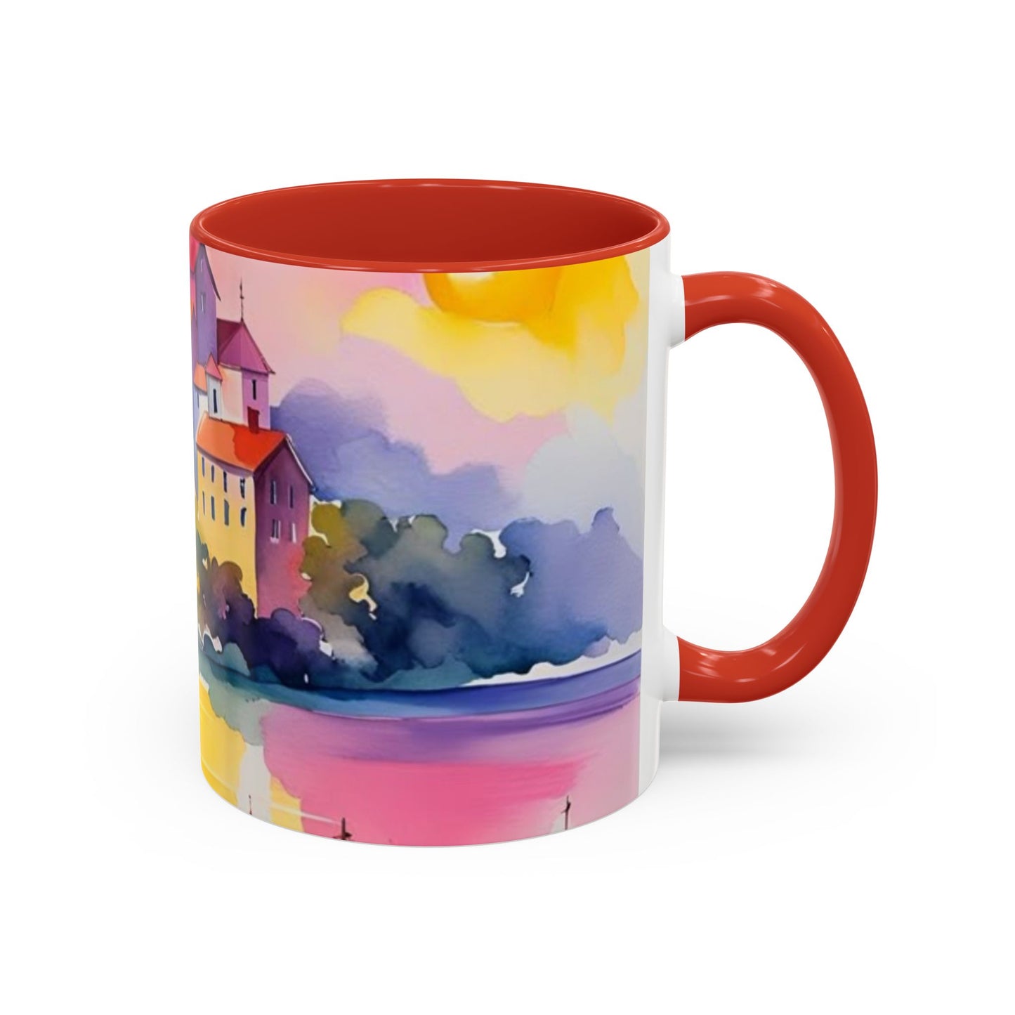 Colorful Landscape Coffee Mug, Artistic Coffee Cup, Vibrant Drinkware, Housewarming Gift, Nature Lover's Mug, Unique Home Decor