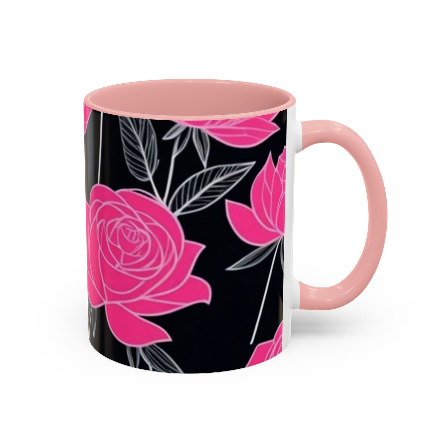 Floral Accent Coffee Mug, Black Rose Mug, Gift for Her, Boho Kitchen Decor, Mother's Day Coffee Cup, Floral Coffee Lover Item