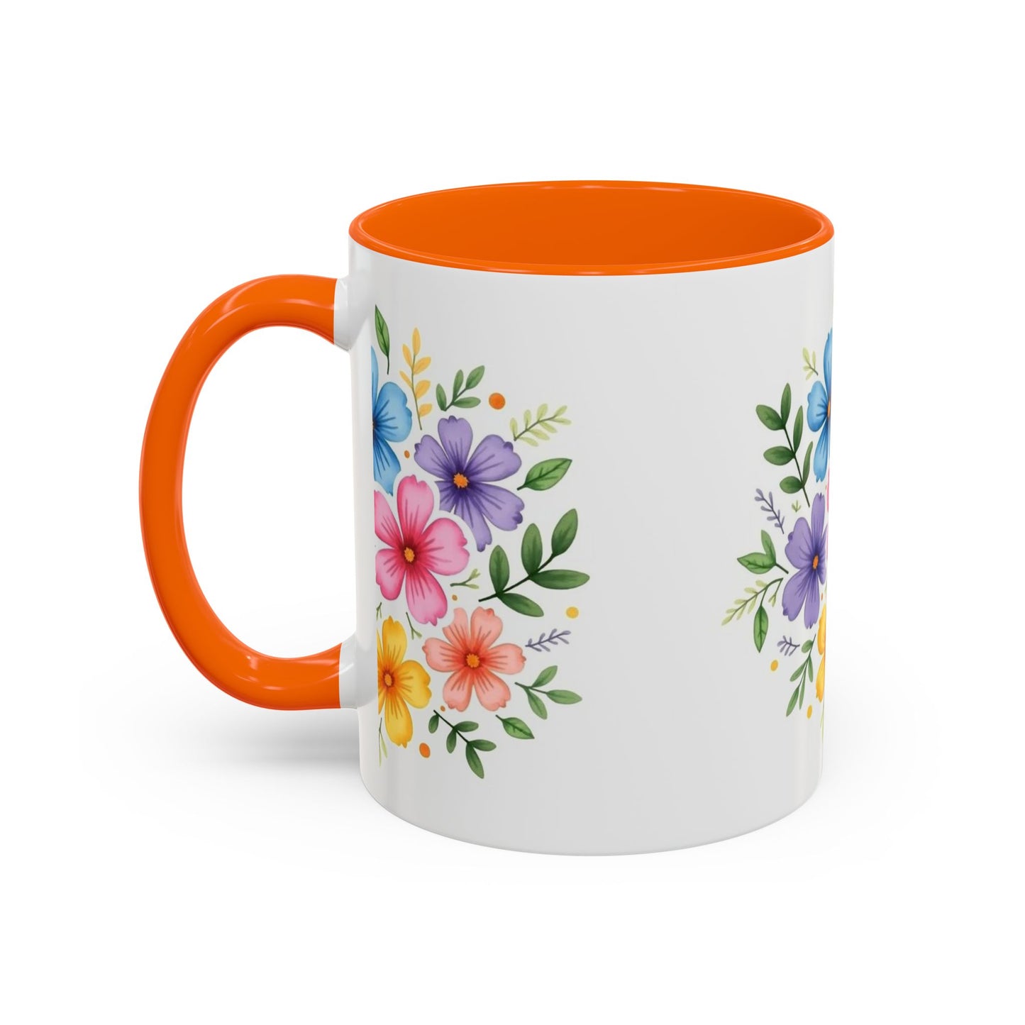 Floral Accent Coffee Mug, Decorative Mug, Gift for Her, Floral Design, Kitchen Decor, Spring Vibes, Hot Beverage Cup
