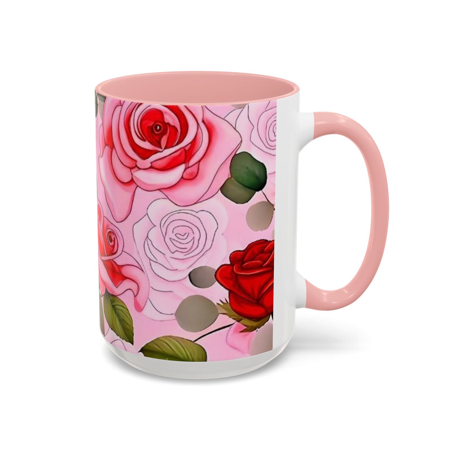 Red Roses Floral Accent Coffee Mug (11, 15oz)