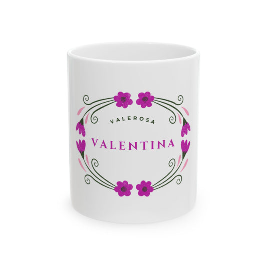 Taza Valentina – Valiente y Fuerte | Diseño Floral