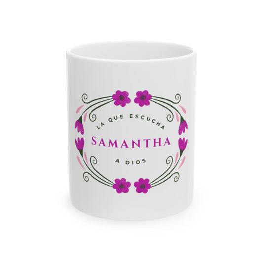 Taza Samantha – La que Escucha | Diseño Floral