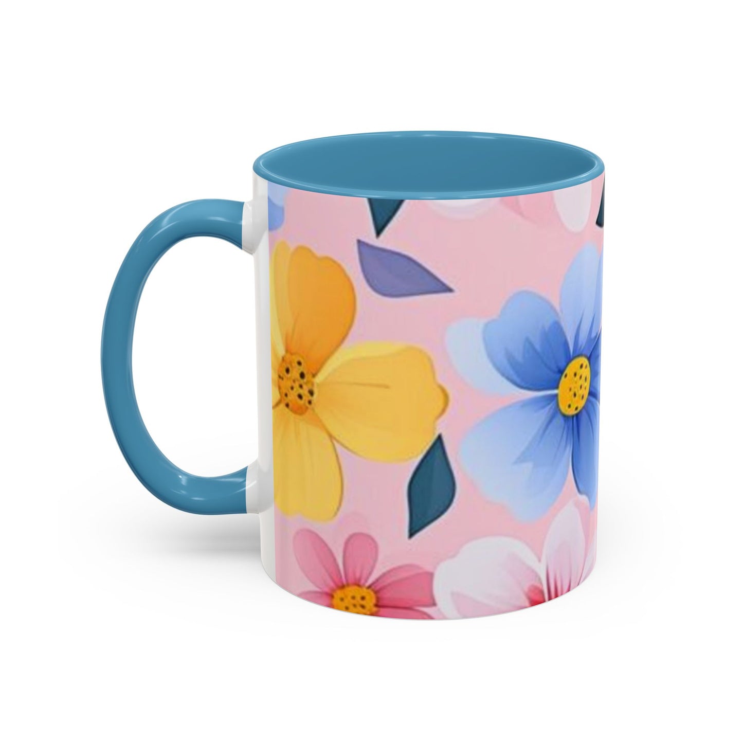 Floral Accent Coffee Mug, Cute Mug Gift, Flower Theme Cup, Spring Decor, Floral Coffee Cup, Tea Lover's Gift