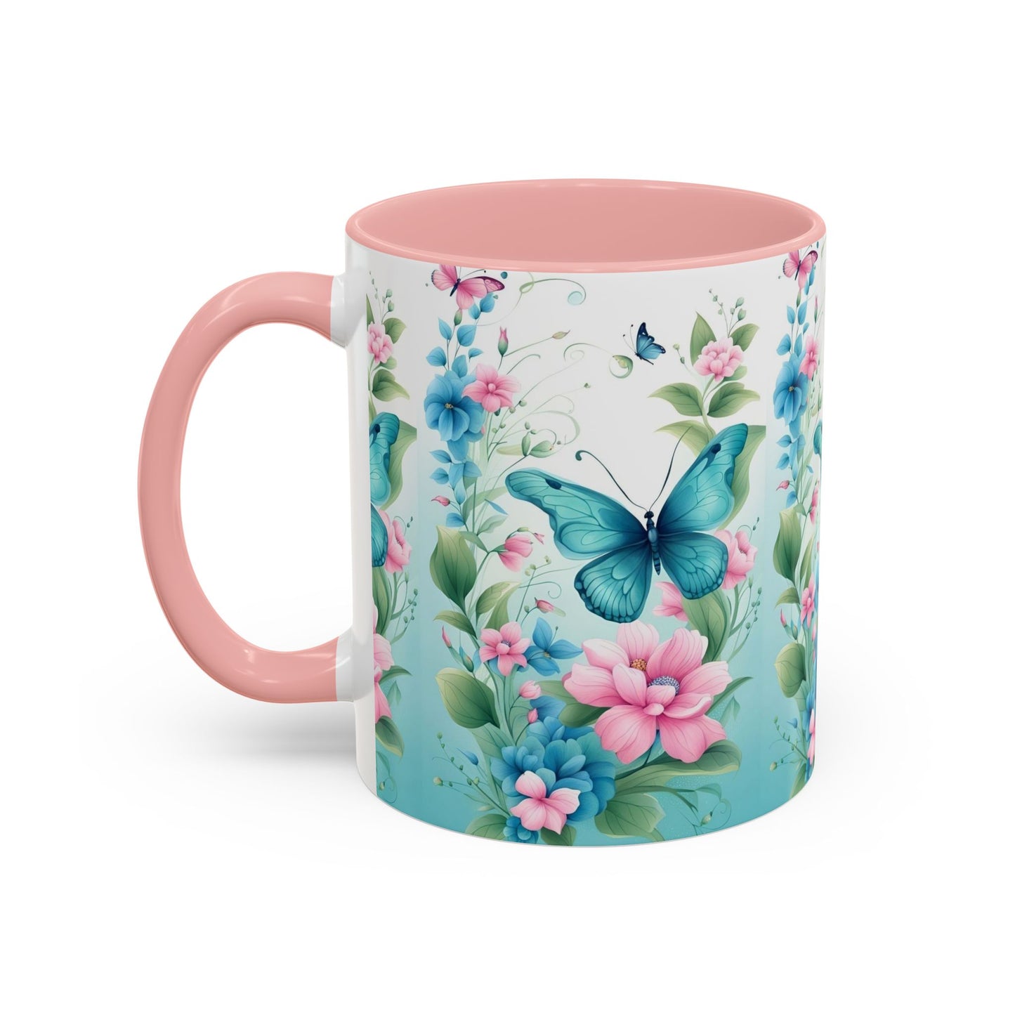 Butterfly Garden Accent Coffee Mug, Floral Mug, Gift for Her, Spring Decor, Nature Lover Mug, Personalized Coffee Cup
