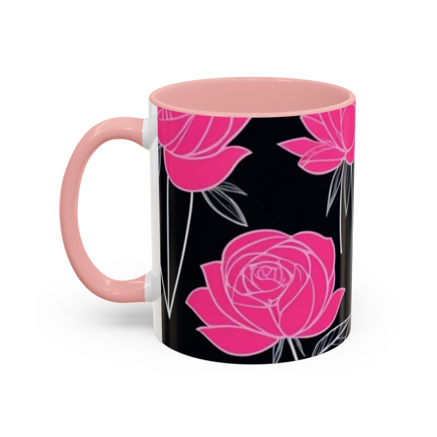 Floral Accent Coffee Mug, Black Rose Mug, Gift for Her, Boho Kitchen Decor, Mother's Day Coffee Cup, Floral Coffee Lover Item