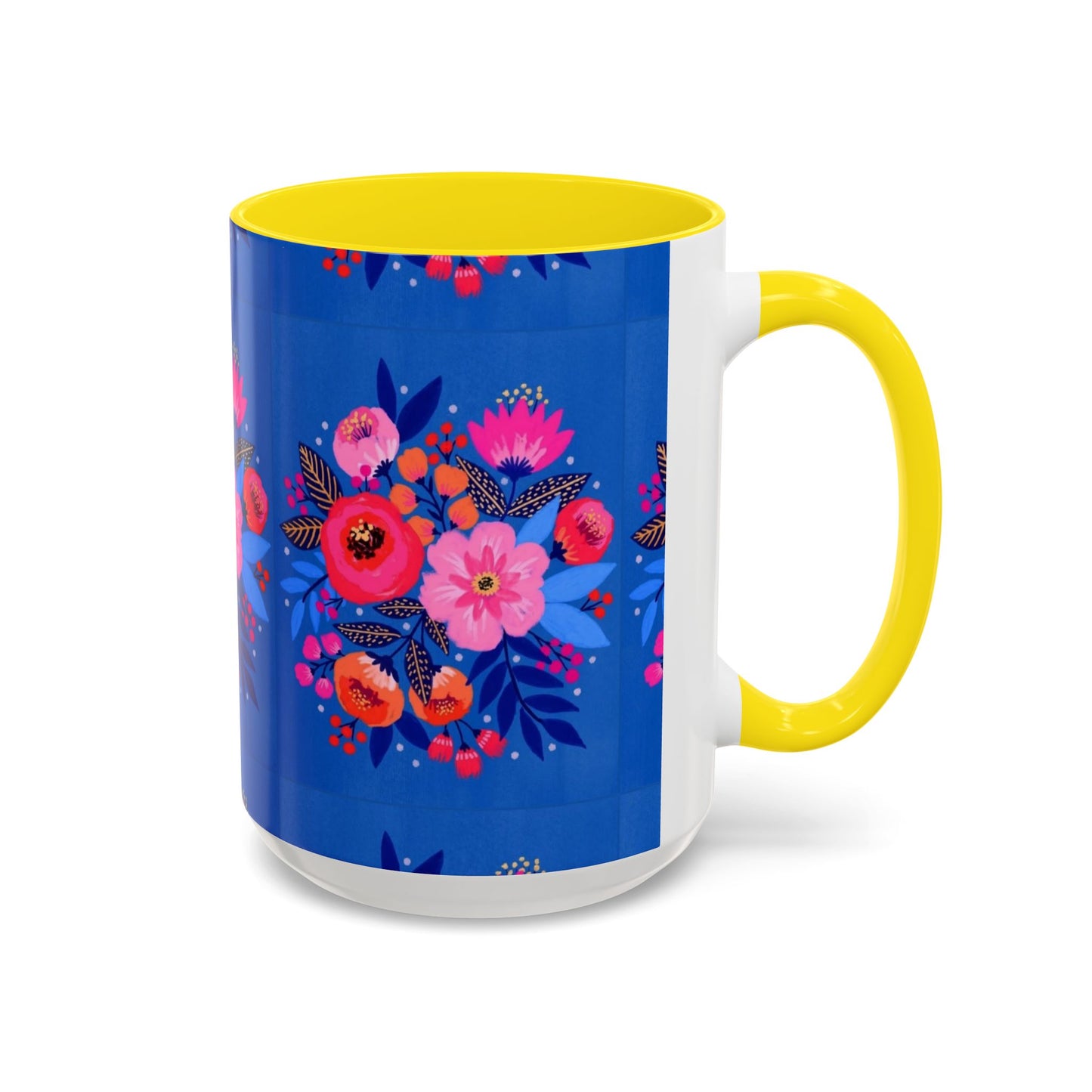 Floral Accent Coffee Mug - Vibrant Floral Design, Perfect Gift for Coffee Lovers, Mother's Day, Birthdays, Home Decor