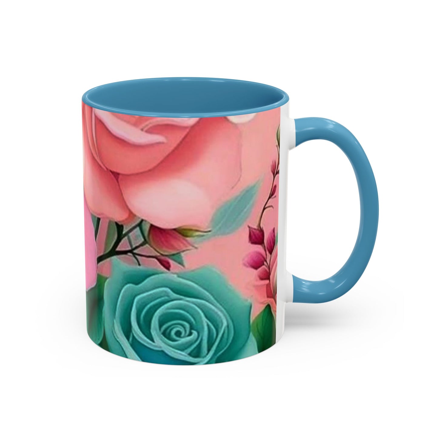 Floral Accent Coffee Mug, Rose Mug, Colorful Drinkware, Gift for Her, Mother's Day Gift, Flower Lover's Cup