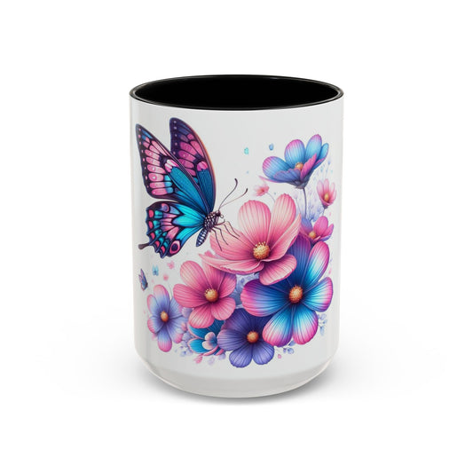 Butterfly Floral Accent Coffee Mug - Colorful Gift for Nature Lovers, Garden Friends, Birthdays, Mother’s Day, Home Decor