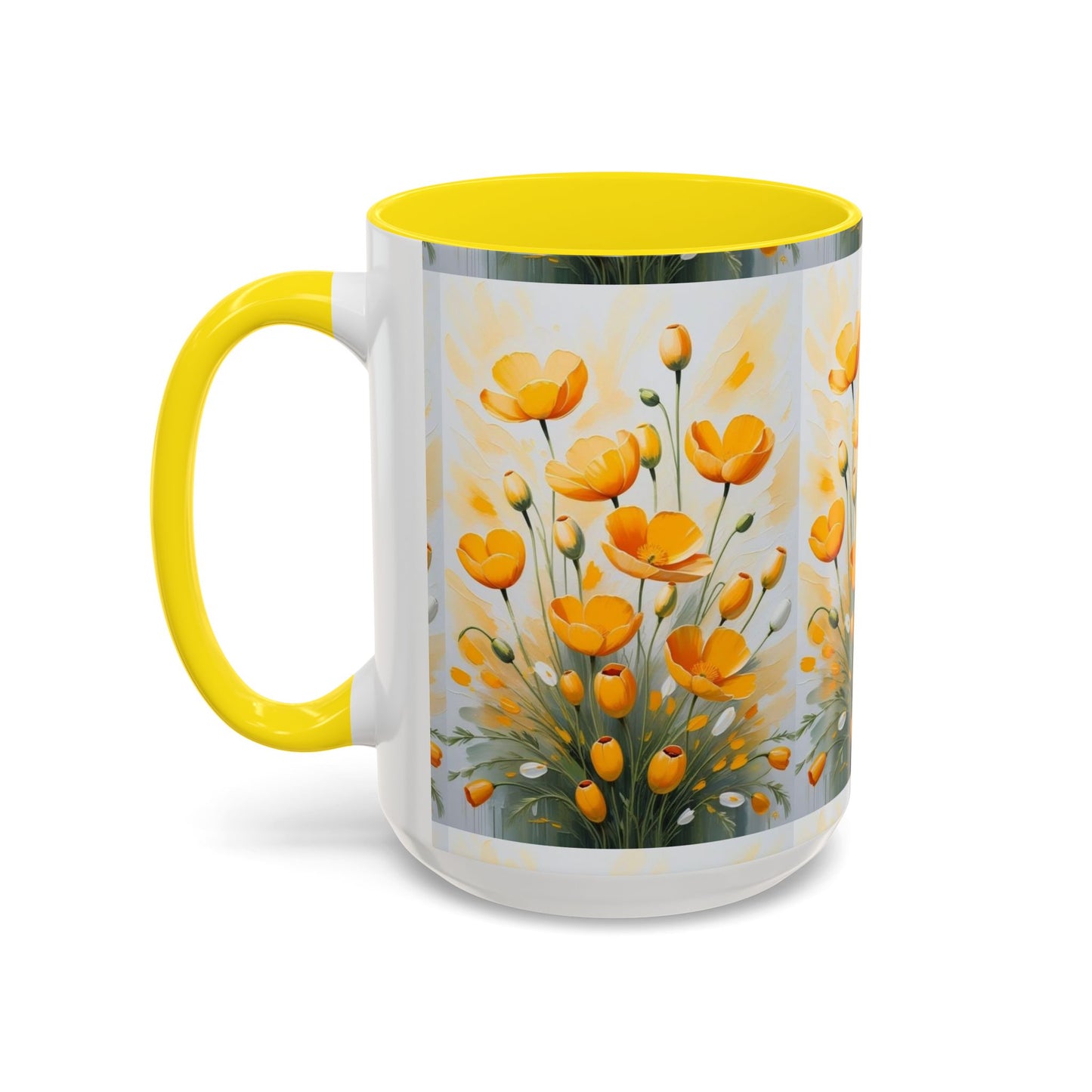 Floral Accent Coffee Mug | Yellow Flower Design, Perfect Gift for Garden Lovers, Home Decor, Mother’s Day, Birthdays, Spring Decor