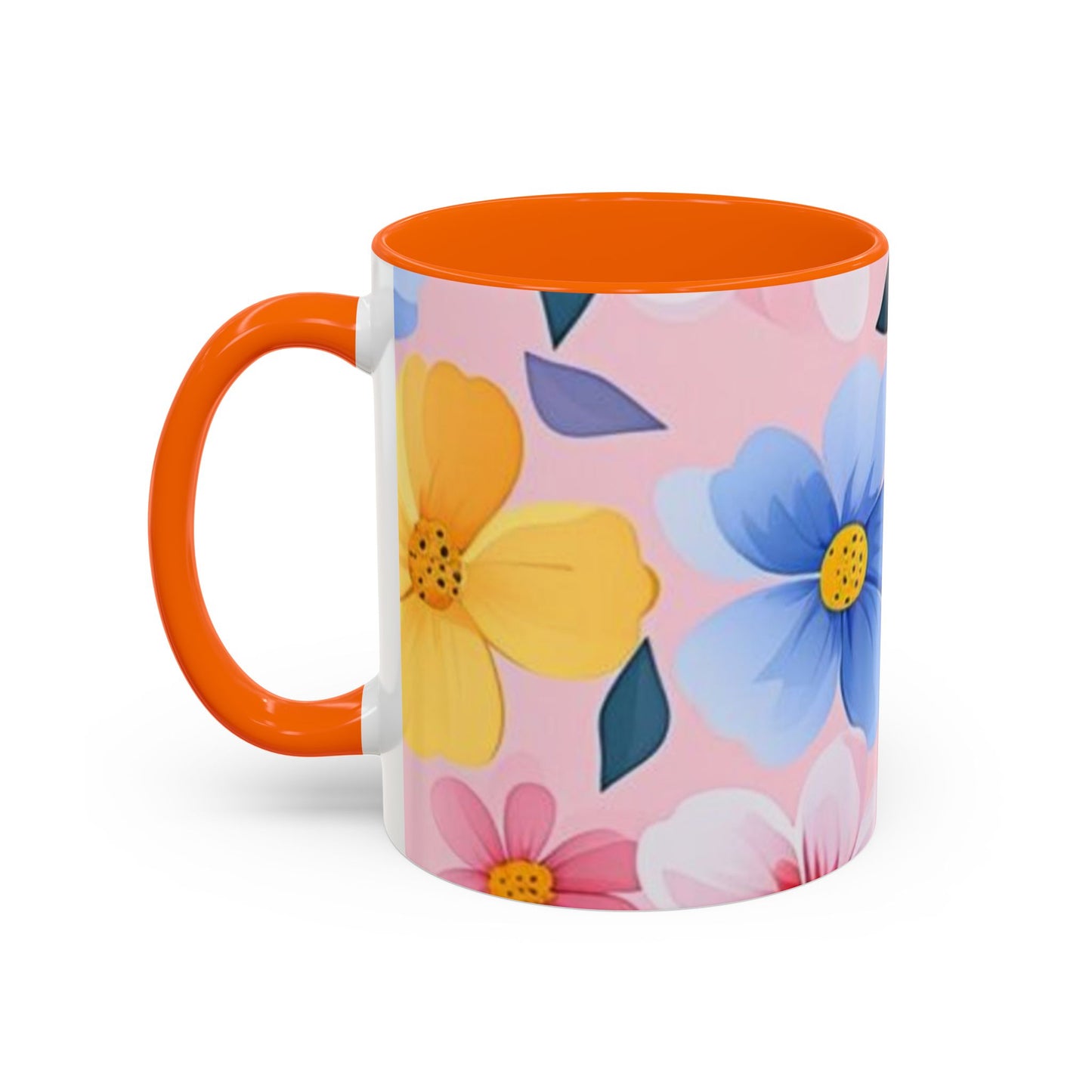 Floral Accent Coffee Mug, Cute Mug Gift, Flower Theme Cup, Spring Decor, Floral Coffee Cup, Tea Lover's Gift