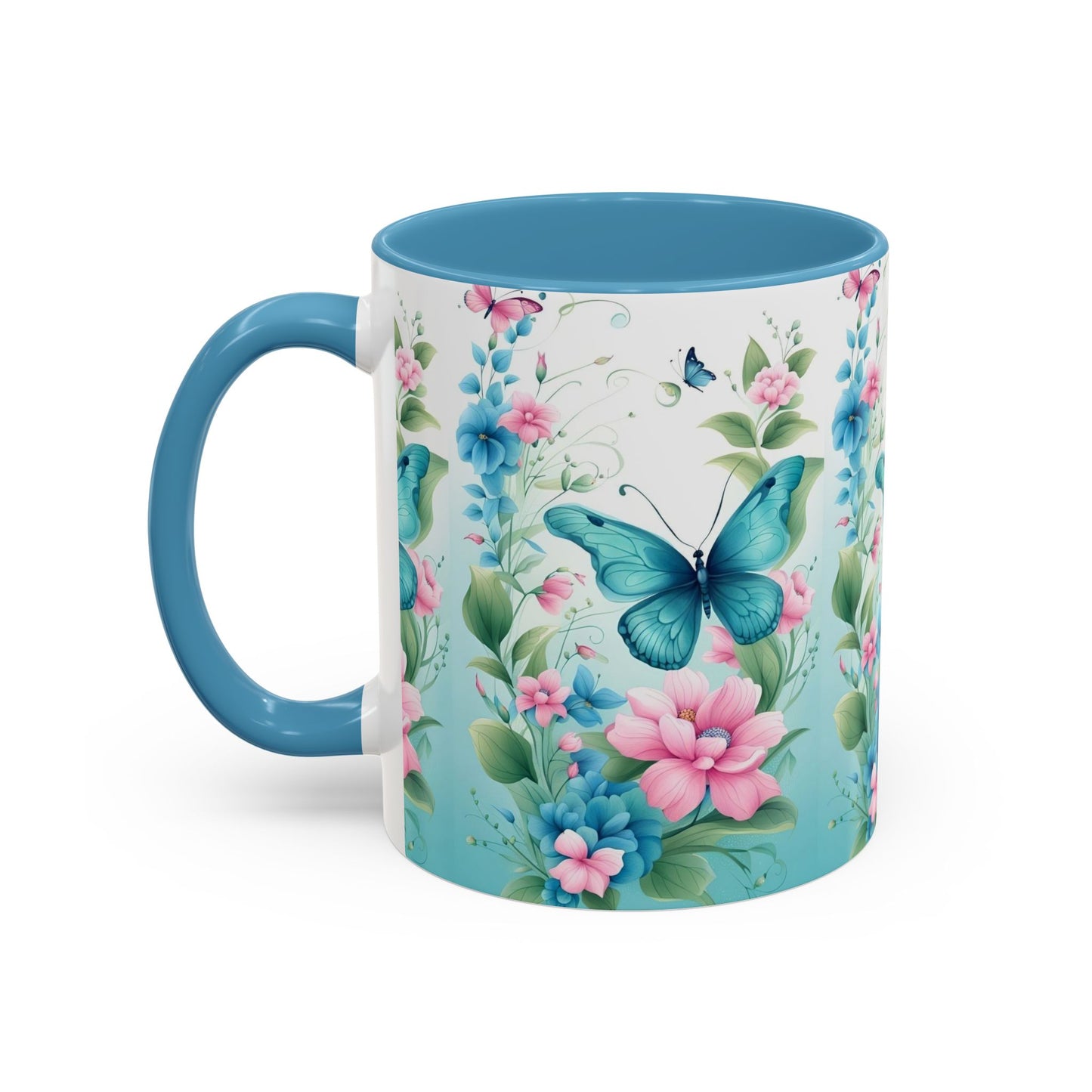 Butterfly Garden Accent Coffee Mug, Floral Mug, Gift for Her, Spring Decor, Nature Lover Mug, Personalized Coffee Cup