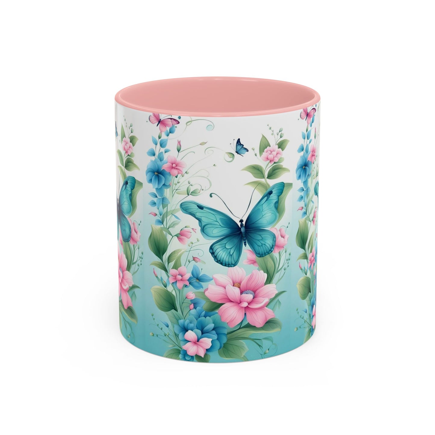 Butterfly Garden Accent Coffee Mug, Floral Mug, Gift for Her, Spring Decor, Nature Lover Mug, Personalized Coffee Cup